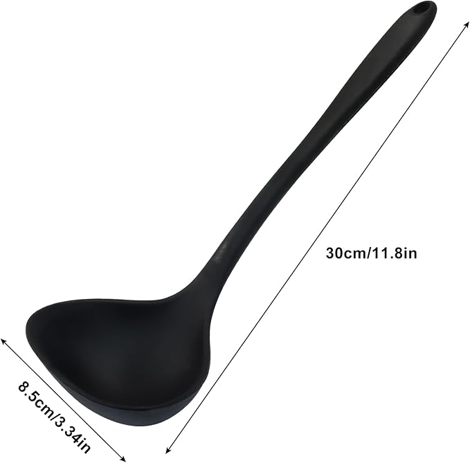 Jiozermi 2 Pcs Silicone Soup Ladle, 12-Inch Long Handle Ladle Spoon, Heat - Image 2