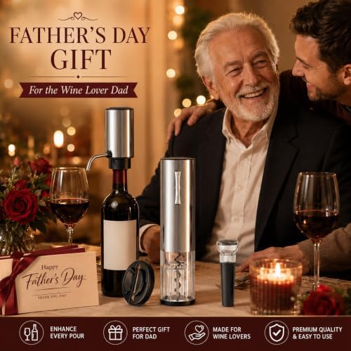 4-in-1,Premium,Rechargeable Wine Opener,Aerating Pourer,Stopper,Foil