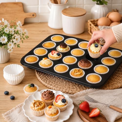 24 Cup Mini Muffin Pan Nonstick Carbon Steel Mini Cupcake Baking Tray