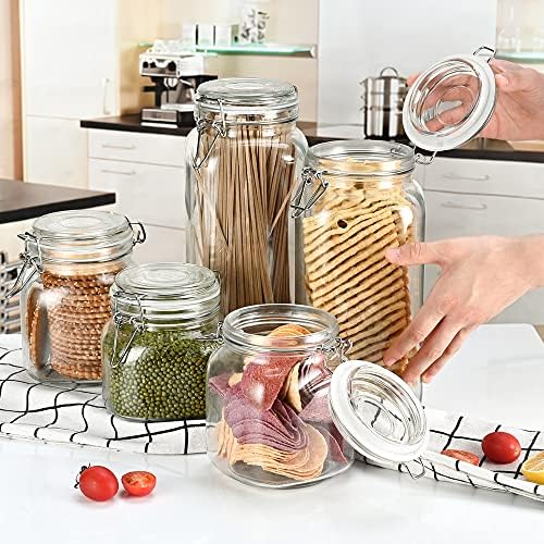 32oz Glass Food Storage Jars with Airtight Clamp Lids,Set of 4