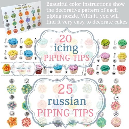 Russian Flower Piping Tips Set, 88-Piece