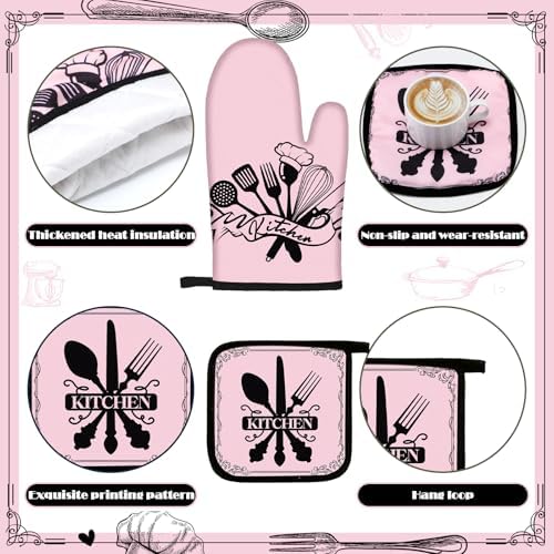 Fourluoo 10 Pcs Farmhouse Kitchen Decor Set, Soft Pink, Appealing