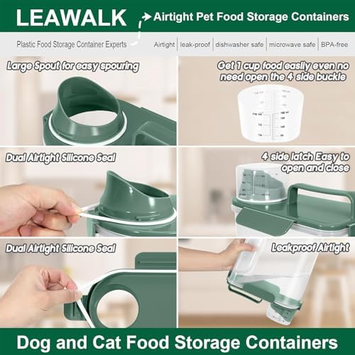 LEAWALK 5-7Lbs Cat Dog Storage Container, Portable Pet Food Containers
