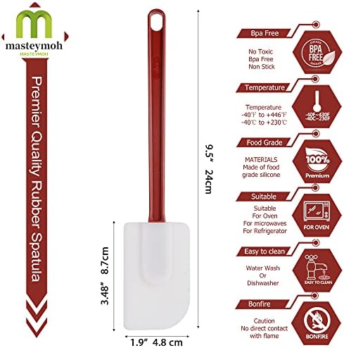 Silicone Spatula Set - Soft Rubber 9.5" Scrapers Resistant to 500F