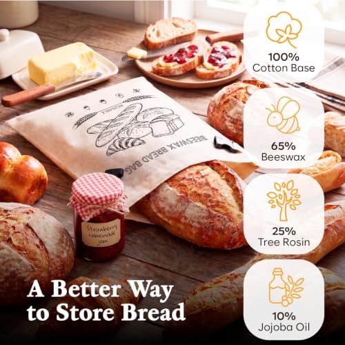 Reusable Beeswax Bread Bag with Zipper