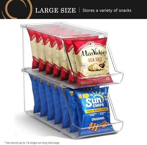 Sorbus Snack Organizer, Clear Stackable Chip Bins, 2 Pack