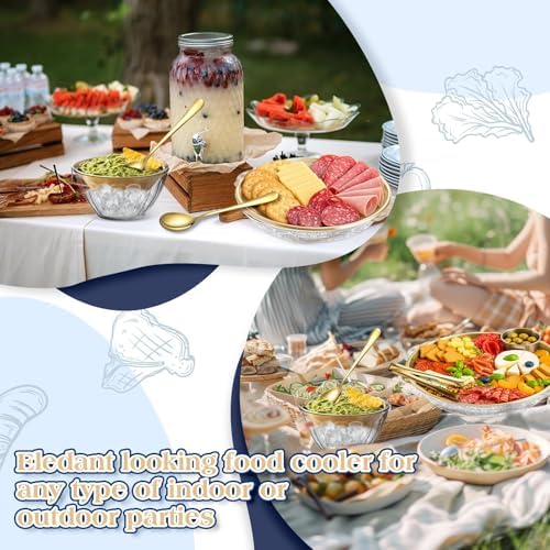 4 Set Gold Chilled Serving Tray and Dip Bowl for Parties, Chilled