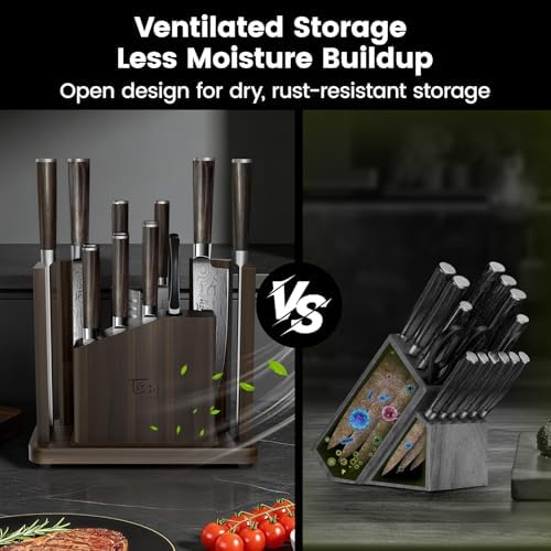 SYOKAMI 15-Piece Kitchen Knife Set with Magnetic Block