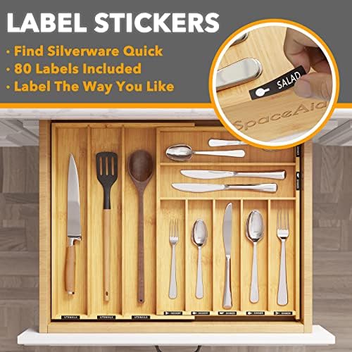 SpaceAid Bamboo Silverware Drawer Organizer, 10 Slots