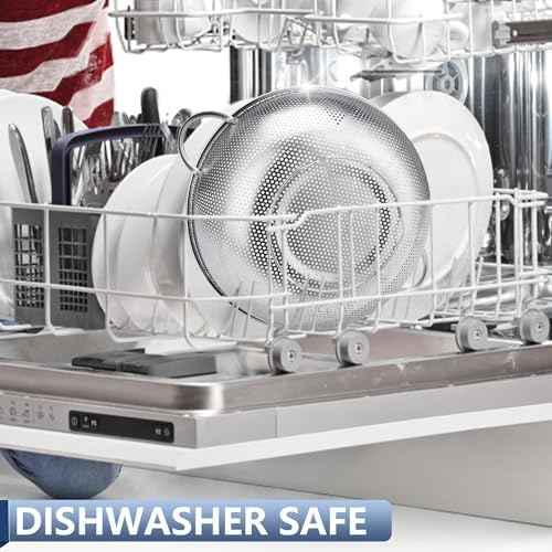 Gulex Colander Stainless Steel 3-Quart with Base, Strainer for Kitchen