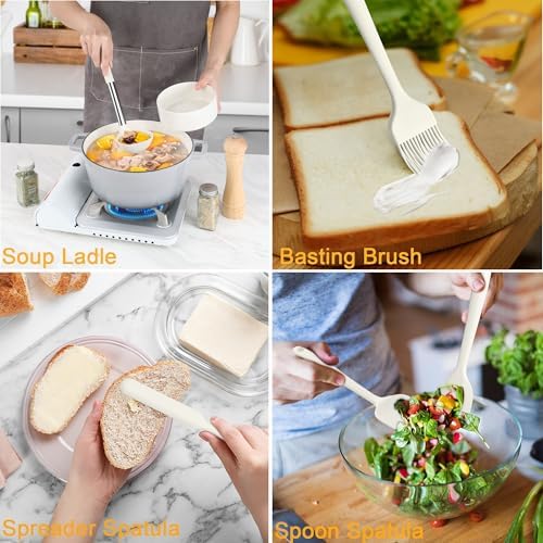 LIANYU 15 Pcs Cooking Kitchen Utensils Set with Stainless Steel Handle