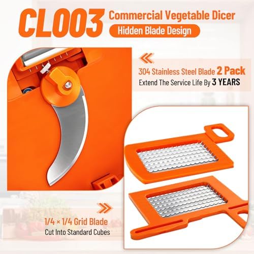 CL003 Dynacube Vegetable Dicer Commercial, 2 PCS Replaceable Blades
