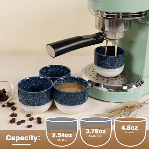 Ceramic Espresso Cups Set of 4, Double Walled Espresso Coffee Mugs for