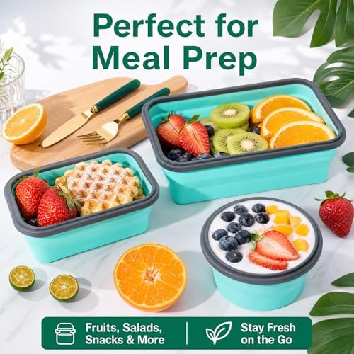 Collapsible Food Storage Containers with Lids - for Camping RV