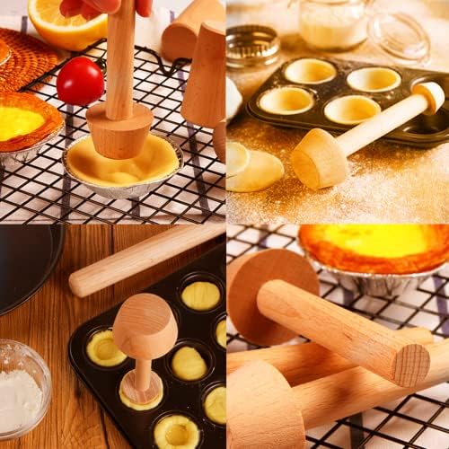 Wooden Tart Tamper Set, Double Side Pie Pastry Dough Tamper