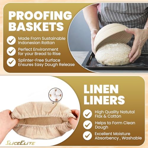 SliceElite Banneton Proofing Basket Set – 9" & 10" Round Sourdough