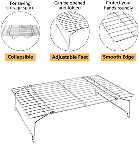 P&P CHEF 4-Tier Cooling Rack Set, Stainless Steel Stackable 15" x 10"