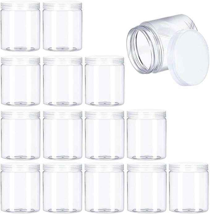 15 Pack 6oz Clear Plastic Jars Wide-mouth Storage Containers, Refillable Empty by Panxxsen