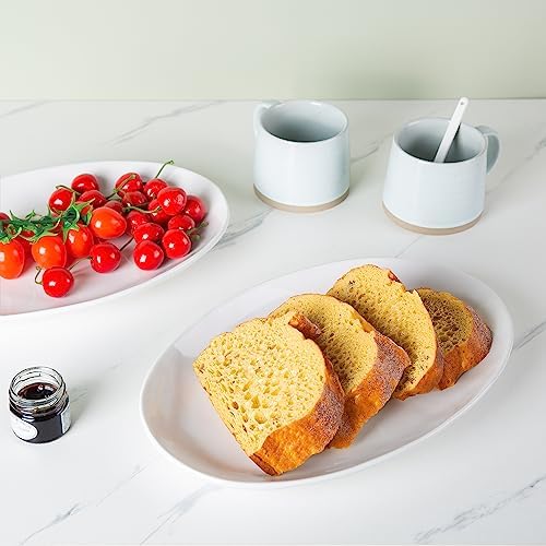 Ceramic Serving Platters, 12" White Serving Dishes, Dinner Plates, Set