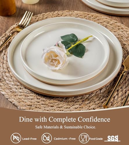 AmorArc Stoneware Dinnerware Sets for 8,24 Pcs Plates and Bowls Set