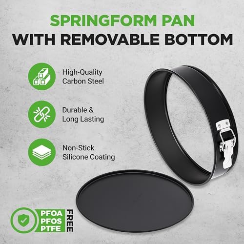 NutriChef 9 Inch Nonstick Cheesecake Springform Cake Pan | Stainless