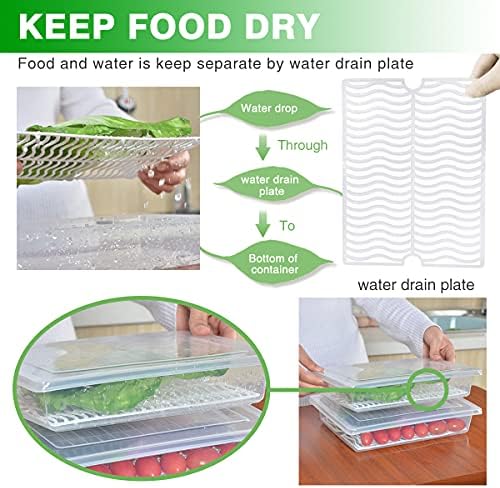 3 Pack 2.5L Fruit Storage Containers for Fridge with Water Drain Trays