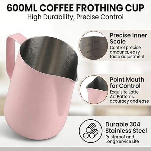 Milk Frothing Pitcher 20oz (600ml) – Stainless Steel Latte Art Pitcher