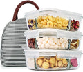 DAS TRUST 3 Pack Bento Box Glass Meal Prep Containers - 3 Compartment