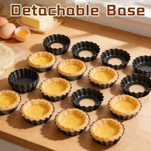 35 Pcs Mini Tart Pans with Removable Bottom Small Bakeware Mold Fluted