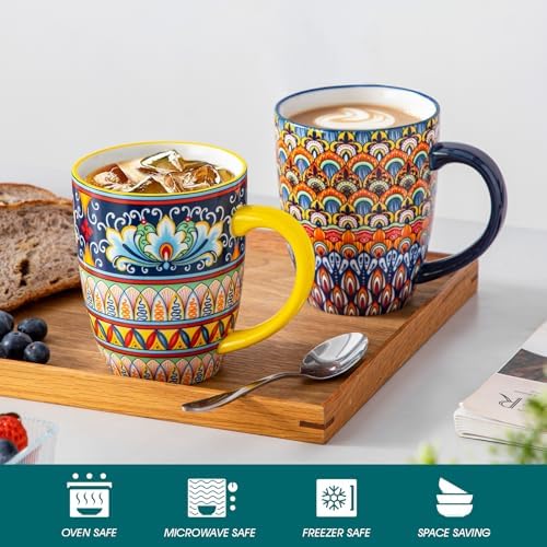 vancasso SIMI 16 oz Large Coffee Mugs Set of 6, Ceramic Cups with