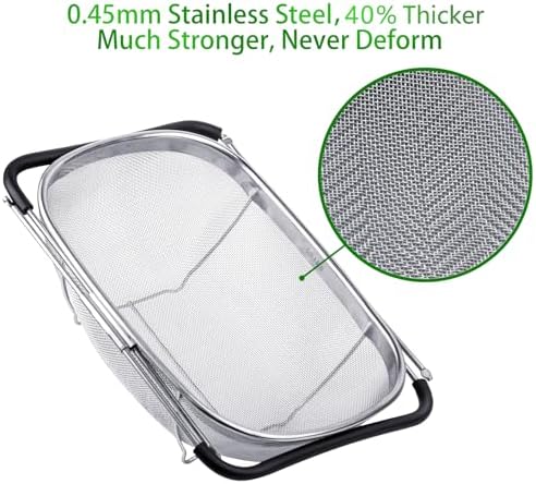 Tiawudi 6-Quart Over-the-Sink Colander, Stainless Steel