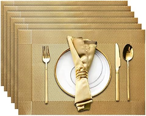 Trophable Placemats Set of 6 Table Placemats Heat Resistant Woven
