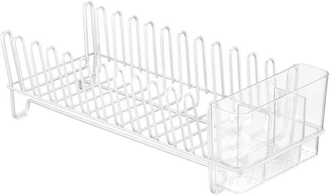 mDesign Kitchen Sink Dish Drainer – Small Metal and Plastic Dish Rack - Image 6
