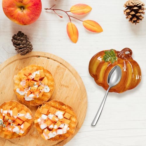 Whaline 6.1 Inch Fall Spoon Rest, 3D Pumpkin Shaped, Harvest Kitchen