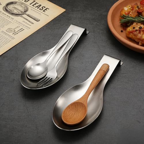 8 Pack Stainless Steel Spoon Rest, Large Size Ladle Spatula Tong