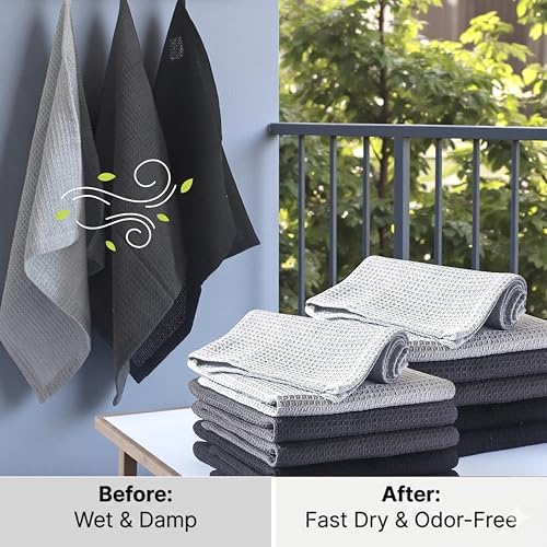 Kitchen Dish Cloths for Washing Dishes - Waffle Weave Cotton Dish Rag
