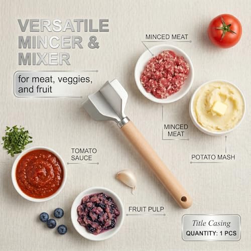 1-PCS Ground Beef Masher,Meat Masher,With Wooden Handle,11 Inches