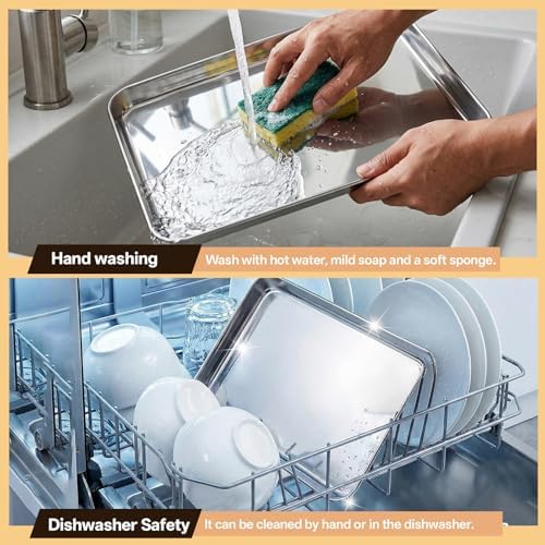 4 Pack Stainless Steel Baking Sheet, 12.4 x 9.65 x 0.98 Inch