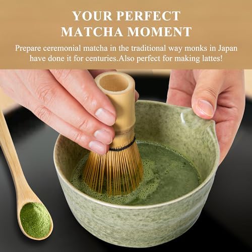 Matcha Whisk Set, Matcha Making Kit Whisk (Chasen Holder), Ceramic