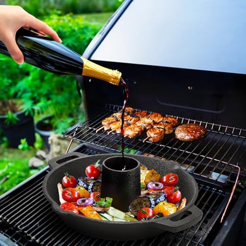 Vertical Cast Iron Chicken Roaster with Roasting Pan