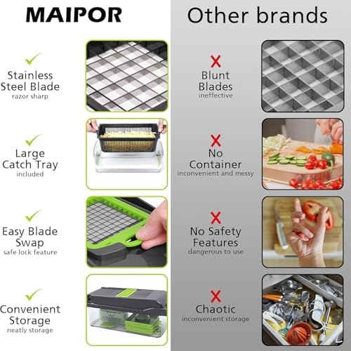 Vegetable Chopper, 13-in-1, 8 Blades