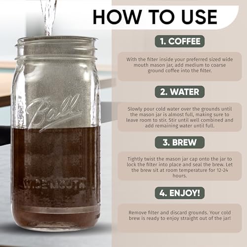 Altura The TUBE+ Cold Brew Coffee Maker and Tea Infuser for Wide Mouth