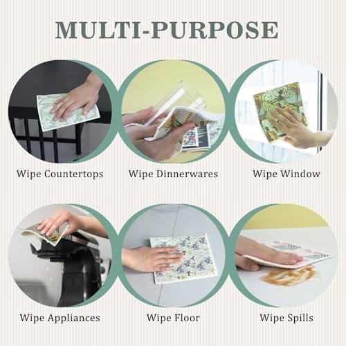 Swedish Dishcloths Dish Towels Set: Kitchen Cellulose Sponge Cloths