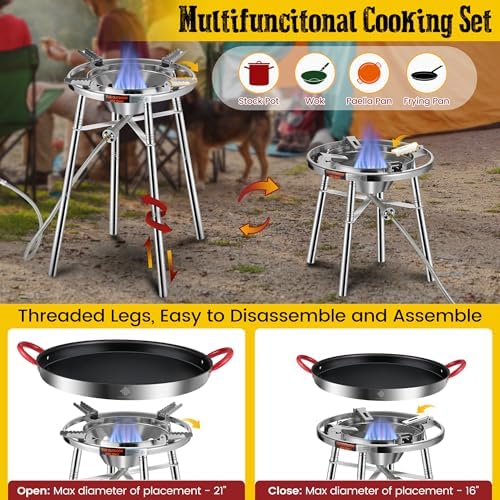 ARC Nonstick Paella Pan, Stainless Steel Burner and Stand Set, Paella