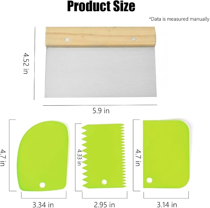4 PCS Bench Scraper, Scraper Food Tool, Dough Scraper and Pastry Cutter - Image 2