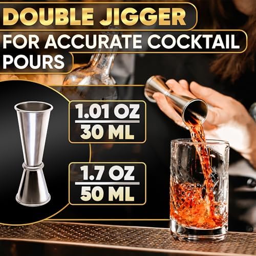 Set of Drink Muddler for Cocktails with Cocktail Spoon and Jigger