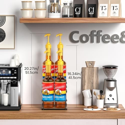 THYGIFTREE 2-Tier Coffee Syrup Rack, 4 Bottle Stand