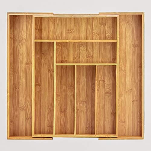 Totally Bamboo Kitchen Drawer Organizer, Expandable Silverware