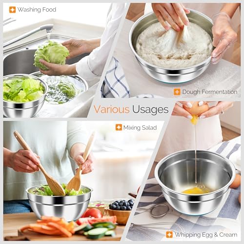 HaWare Mixing Bowls, 24-Piece Stainless Steel Salad Serving Bowl with
