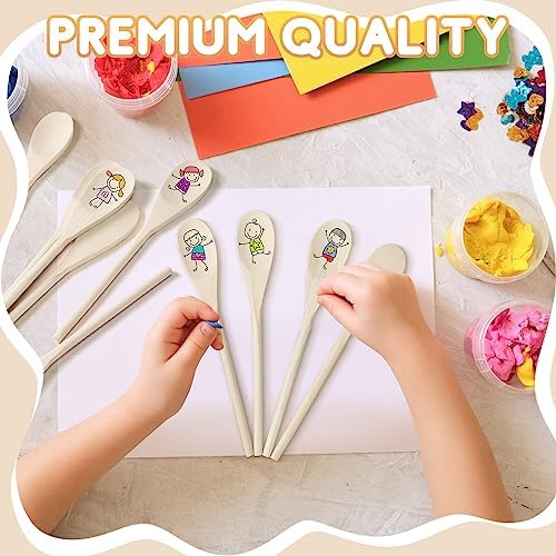 Eaasty 50 Pcs 9.8 Inch Wooden Spoons Bulk for Cooking Handle Long